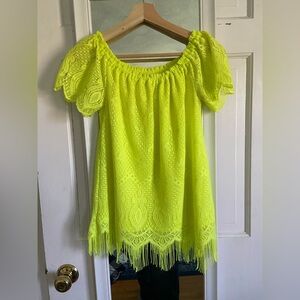 Neon Yellow Lace Off-Shoulder Lilly Pulitzer Top